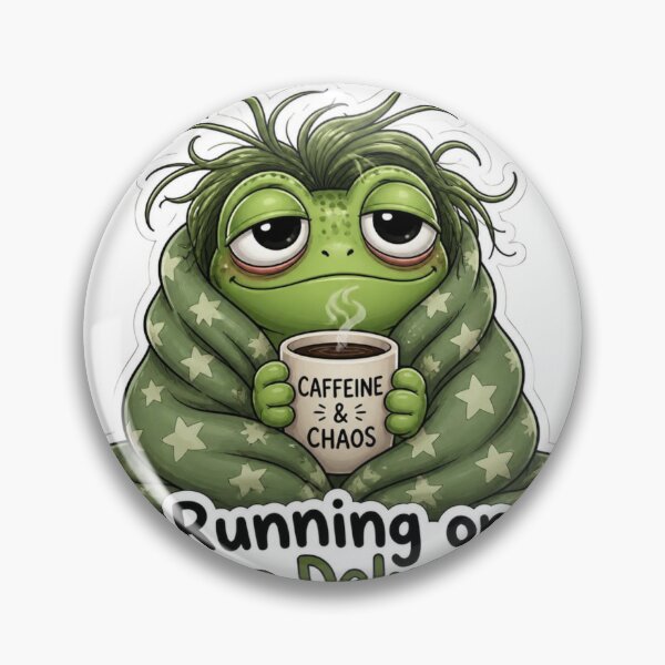 Item preview, Running on Pure Delusion Funny Tired Frog Caffeine and Chaos Coffee T-Shirt designed and sold by redblink store.