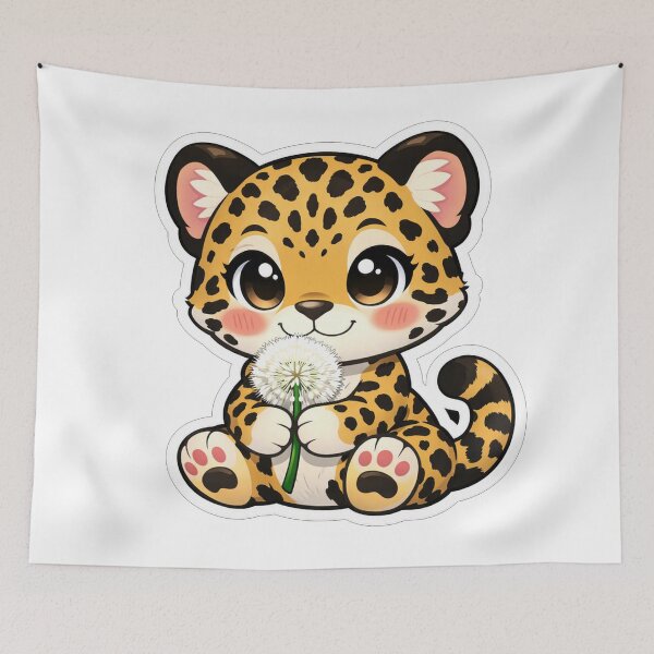 Item preview, Cute Baby Leopard Holding White Dandelion designed and sold by Owcomm.