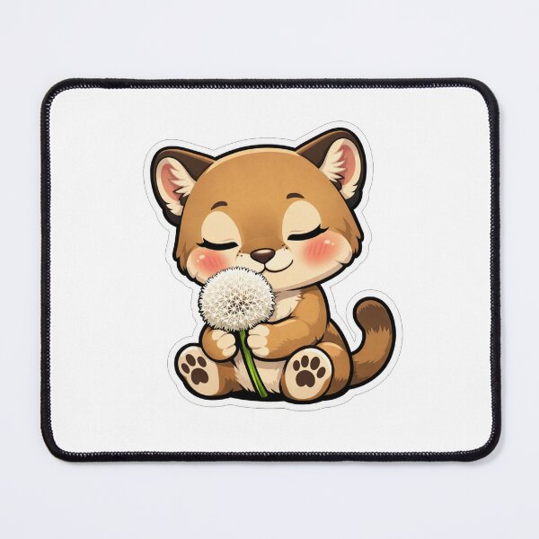 Item preview, Cute Little Cougar Smelling Dandelion Flower designed and sold by Owcomm.