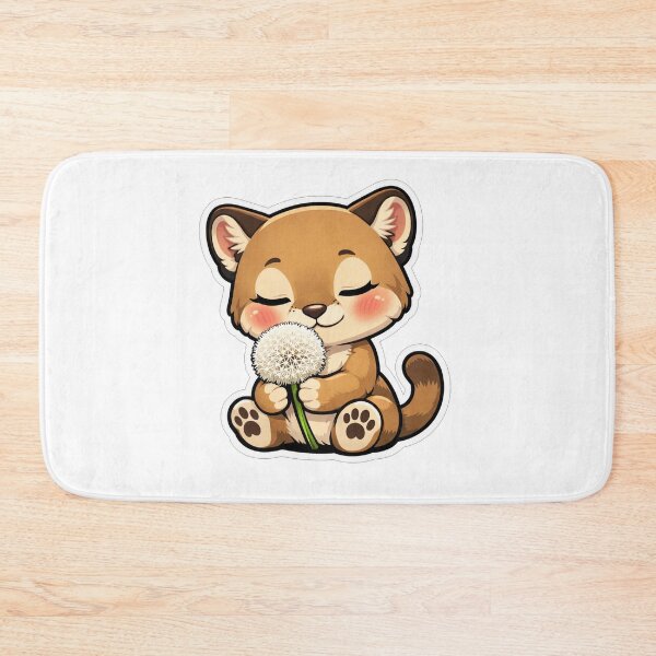 Item preview, Cute Little Cougar Smelling Dandelion Flower designed and sold by Owcomm.