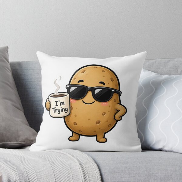 Aperçu de l'œuvre T-shirt humoristique et motivant « Je teste une patate cool et drôle avec des lunettes de soleil et du café » créée et vendue par redblink store.
