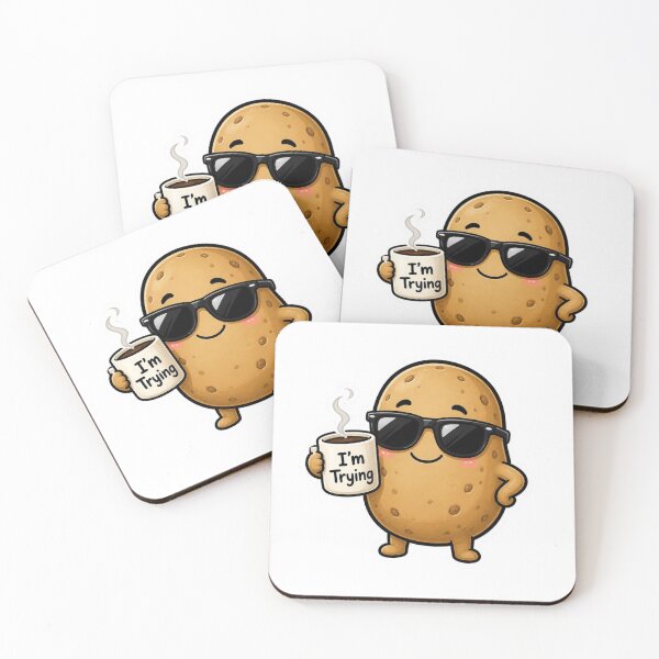 Item preview, I'm Trying Funny Cool Potato with Sunglasses Coffee Motivation Humor T-Shirt designed and sold by redblink store.