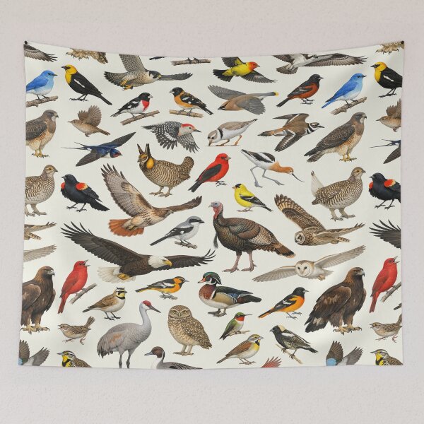 Item preview, Native Birds of Nebraska Retro Style Identification Chart designed and sold by kakarikihill.