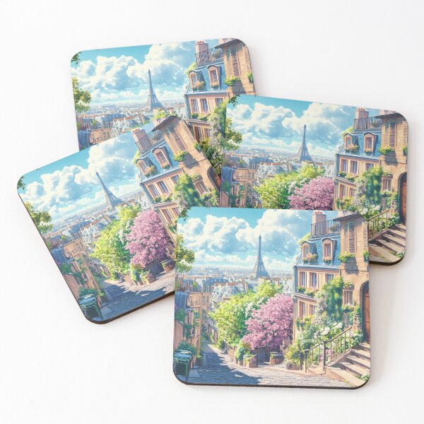 Item preview, Romantic Paris Street in Spring with Eiffel Tower View designed and sold by Whimsical Wayfarer.