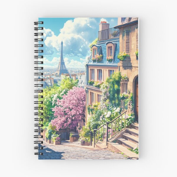 Item preview, Romantic Paris Street in Spring with Eiffel Tower View designed and sold by Whimsical Wayfarer.