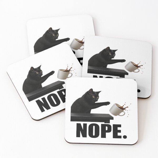 Item preview, Nope Black Cat Knocking Coffee Mug Funny Sarcastic Attitude Humor T-Shirt designed and sold by redblink store.