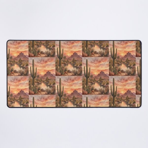 Item preview, Rustic Saguaro Cactus Desert Oasis Watercolor Painting Art Print designed and sold by Gameshalah's Designs Hub.