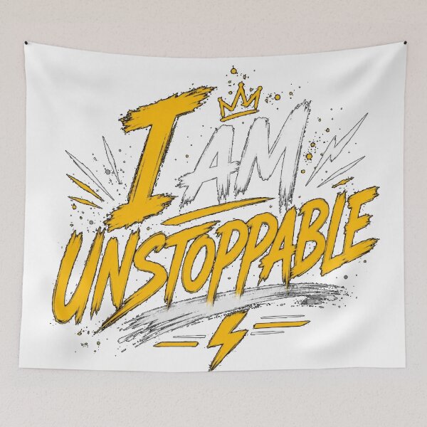 Item preview, I Am Unstoppable Motivational Brush Lettering Quote designed and sold by EssentialsWear.