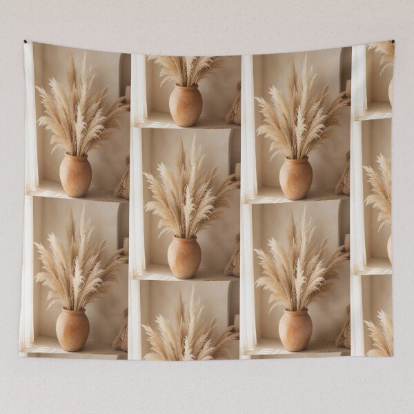 Item preview, Aesthetic Dried Pampas Grass in Terracotta Pot Neutral Photo Print designed and sold by Gameshalah's Designs Hub.