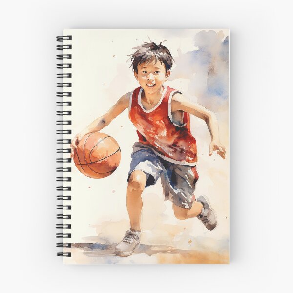 Item preview, Playground Prodigy - An Asian Boy Playing Basketball - Asian Art - Watercolor Art designed and sold by CastleBySea.