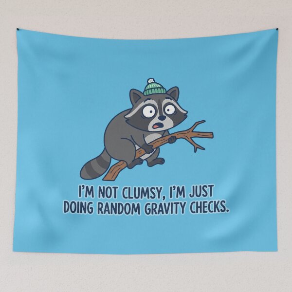 Item preview, Funny Raccoon Doing Random Gravity Checks designed and sold by Owcomm.