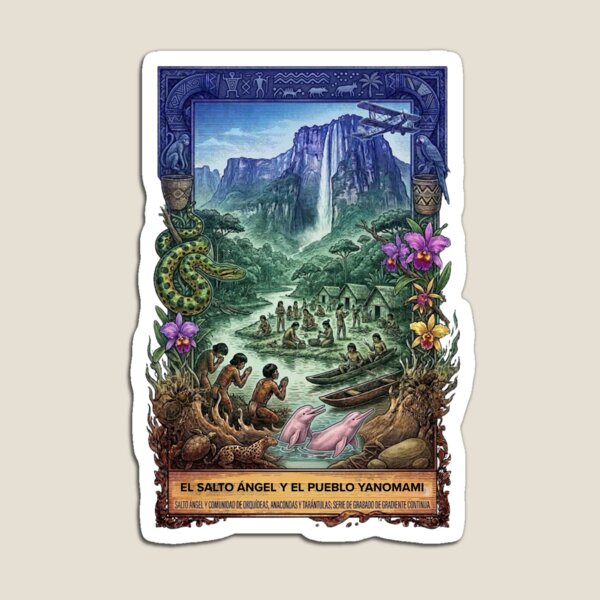Item preview, Angel Falls & Indigenous Heritage Engraving designed and sold by Belrovera.