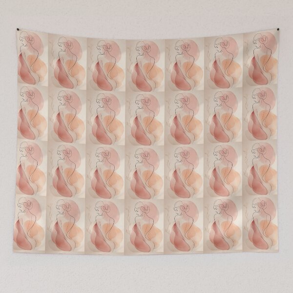 Item preview, Abstract Female Form Line Art Blush Pink Watercolor Poster designed and sold by Gameshalah's Designs Hub.