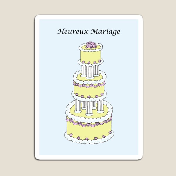 Aperçu de l'œuvre French Wedding Félicitations Elegant Cake Heureux Mariage créée et vendue par KateTaylor.