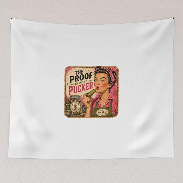 Item preview, The Proof is in the Pucker |   Funny Retro Pickle Sticker designed and sold by Imagine Ink Design Studio.