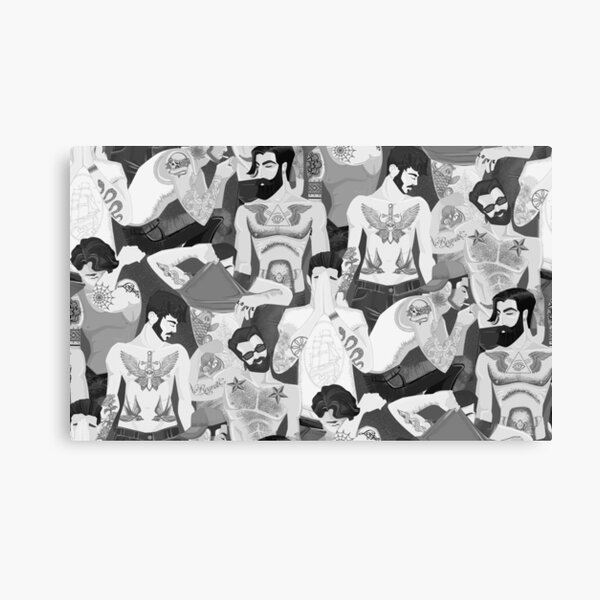 Hot guys with tattoos- black and white edition. Canvas Print