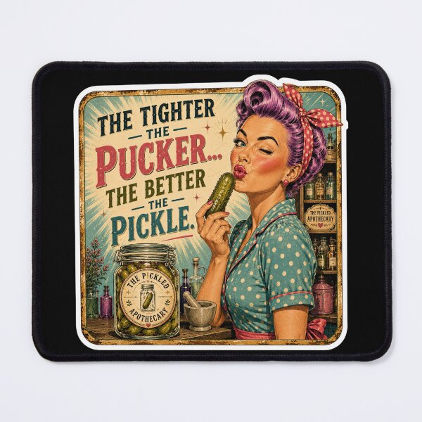 Item preview, The Tighter the Pucker, The Better the Pickle | Funny Retro Pickle Sticker designed and sold by Imagine Ink Design Studio.