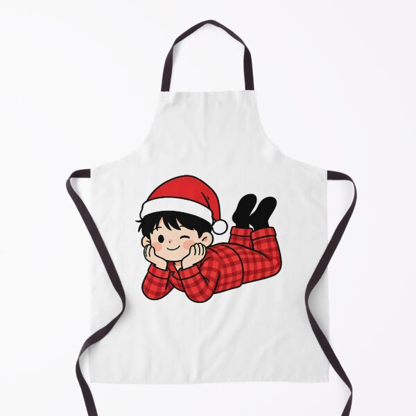 Item preview, Cute Christmas Chibi Boy in Red Checkered Pajama & Santa Hat designed and sold by Bondingbonding.
