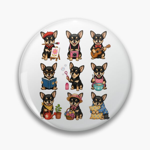 Item preview, Cute Black And Tan Chihuahua Activity Mascot Grid designed and sold by ElcastDesigns.