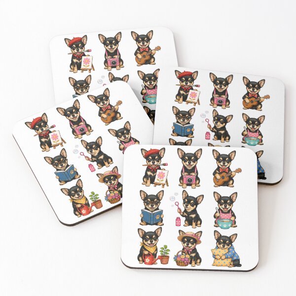 Item preview, Cute Black And Tan Chihuahua Activity Mascot Grid designed and sold by ElcastDesigns.