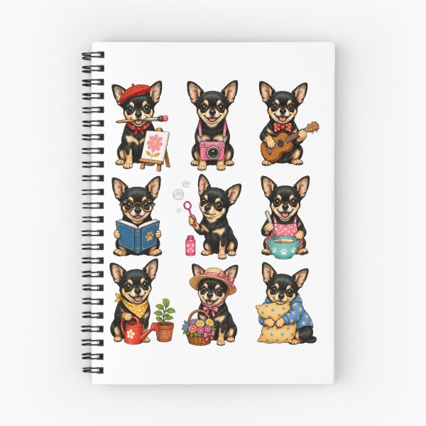 Item preview, Cute Black And Tan Chihuahua Activity Mascot Grid designed and sold by ElcastDesigns.