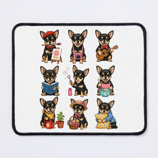 Item preview, Cute Black And Tan Chihuahua Activity Mascot Grid designed and sold by ElcastDesigns.