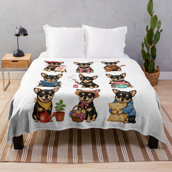 Item preview, Cute Black And Tan Chihuahua Activity Mascot Grid designed and sold by ElcastDesigns.