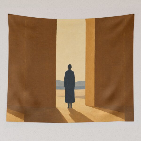 Item preview, "Waiting at the Door" – Modern Figurative Archway Artwork designed and sold by Moodzu.