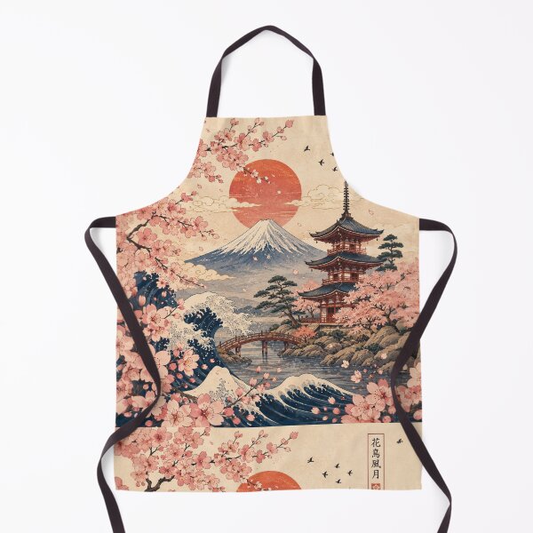 Item preview, Japanese Sakura Landscape – Mount Fuji & Pagoda Vintage Art designed and sold by LunaVales.