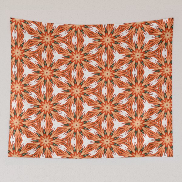 Item preview, Retro Tangerine Dahlia Pattern designed and sold by Shy Fractal Designs.