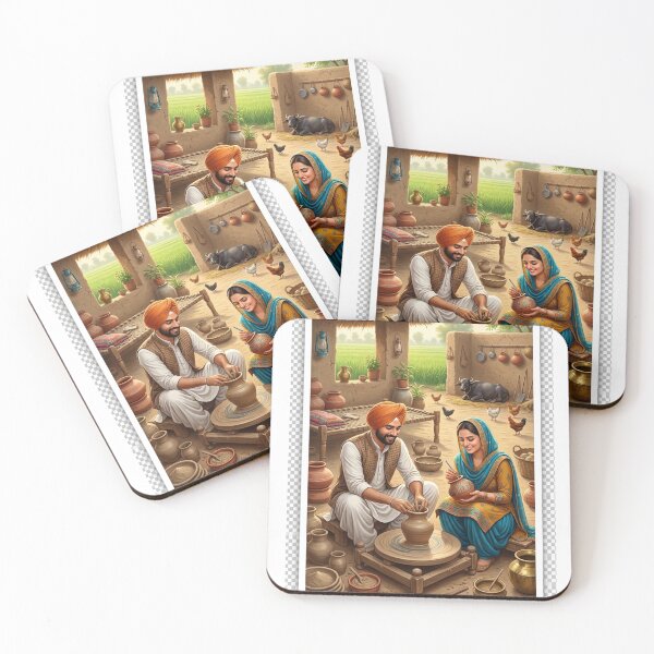 Item preview, Traditional Punjabi Potter Family Die-Cut Sticker - Rural Village Life Art designed and sold by Arts121.