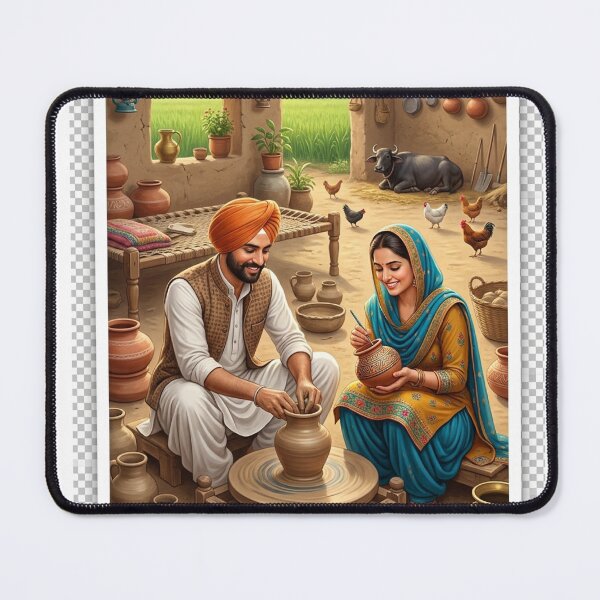 Item preview, Traditional Punjabi Potter Family Die-Cut Sticker - Rural Village Life Art designed and sold by Arts121.