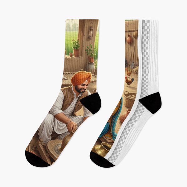 Item preview, Traditional Punjabi Potter Family Die-Cut Sticker - Rural Village Life Art designed and sold by Arts121.