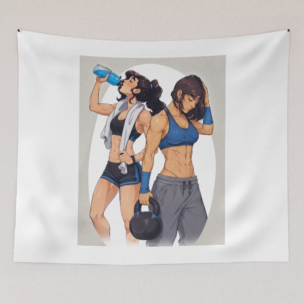 Item preview, Anime Gym Girls Fitness Workout Aesthetic Kettlebell Training Art designed and sold by Digistore1221.