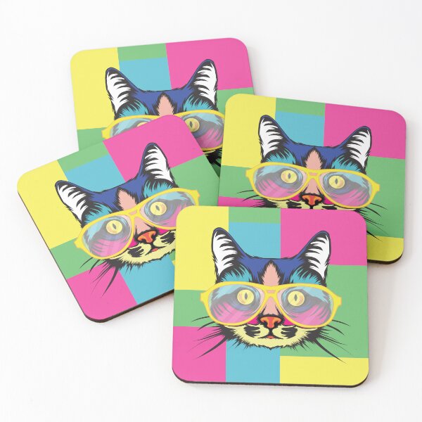 Item preview, Retro colorful cat with glasses designed and sold by The Retro Stop.