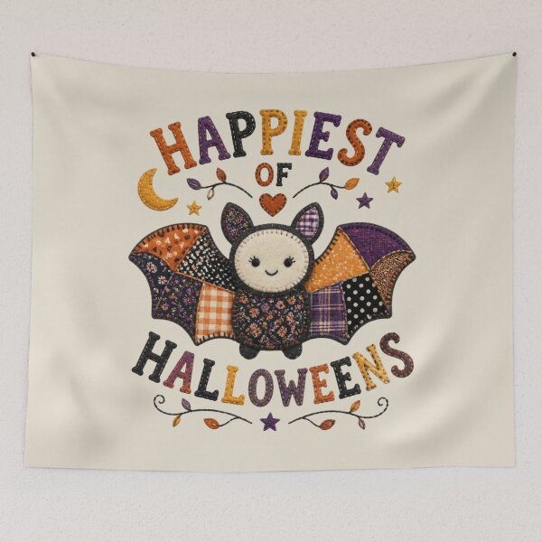 Item preview, Happiest Of Halloweens Patchwork Bat Halloween Design designed and sold by Panom Suavichien.