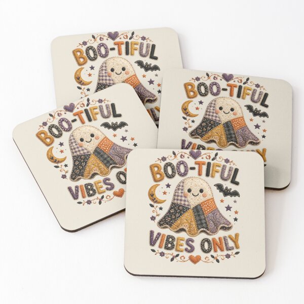 Item preview, Boo-tiful Vibes Only Patchwork Ghost Halloween Design designed and sold by Panom Suavichien.
