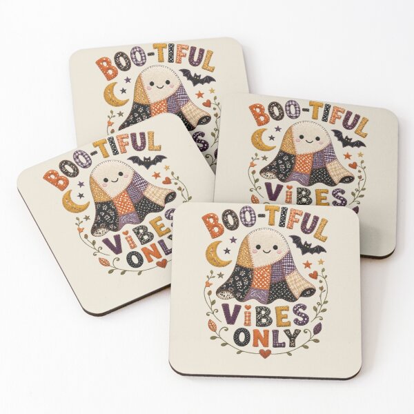 Item preview, Boo-tiful Vibes Only Cute Patchwork Ghost Design designed and sold by Panom Suavichien.