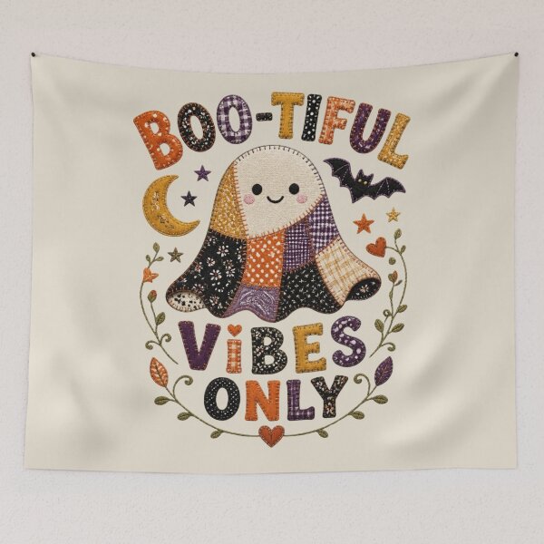 Item preview, Boo-tiful Vibes Only Cute Patchwork Ghost Design designed and sold by Panom Suavichien.