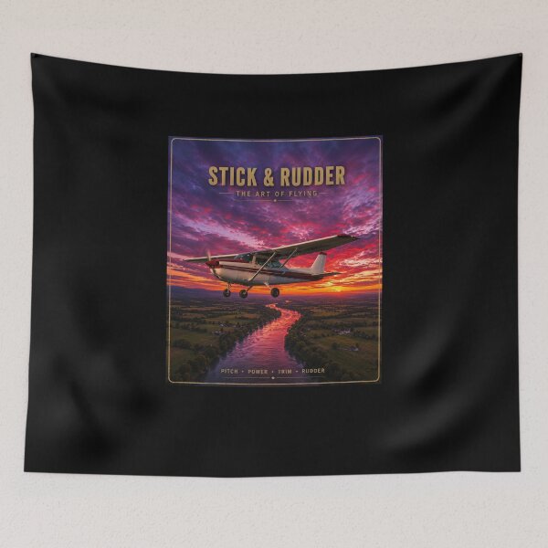 Item preview, Stick & Rudder Vintage Aviation Poster | Sunset Flight Art Print & Pilot Gift designed and sold by Swanny's Custom T-shirt and Gift Designs.