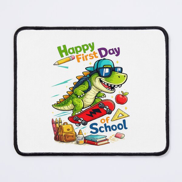 Item preview, Happy First Day of School Funny Dinosaur Skateboard Back To School designed and sold by QuiteOrbit.