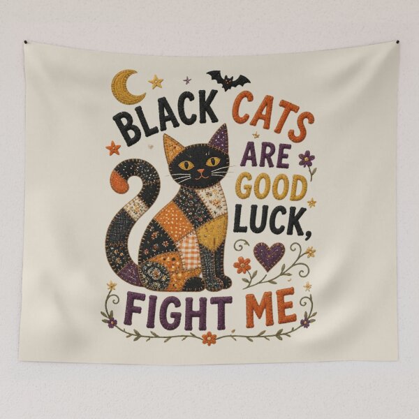 Item preview, Black Cats Are Good Luck Patchwork Cat Halloween Design designed and sold by Panom Suavichien.