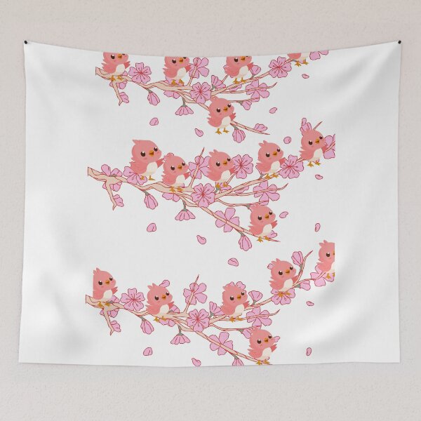 Item preview, Cute Kawaii Cherry Blossom Bird Pattern - Soft Pastel Coquette Aesthetic designed and sold by SakinahArt.