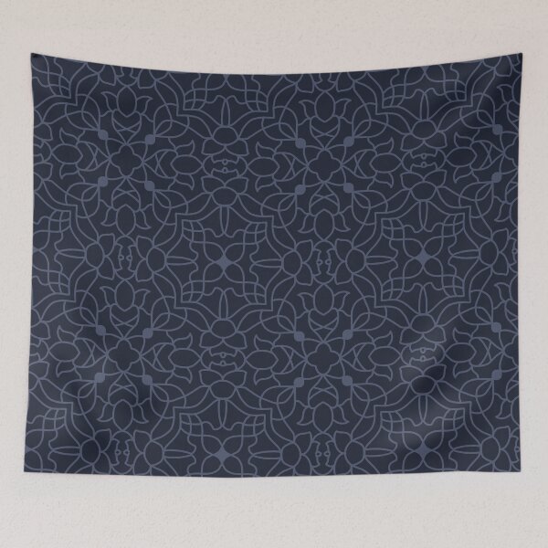 Item preview, Midnight Blue Floral Arabesque Seamless Pattern designed and sold by AleksaDesignMTL.