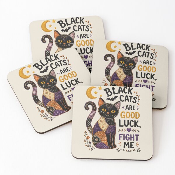 Item preview, Black Cats Are Good Luck Cute Patchwork Cat Design designed and sold by Panom Suavichien.