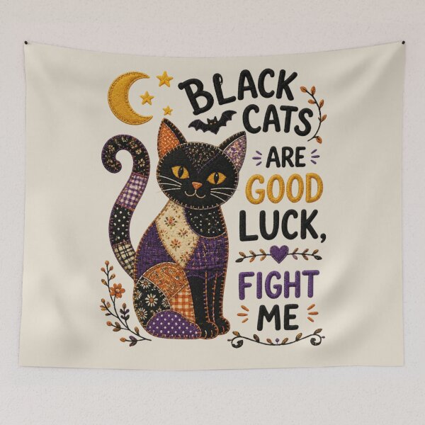 Item preview, Black Cats Are Good Luck Cute Patchwork Cat Design designed and sold by Panom Suavichien.