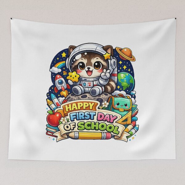 Item preview, First Day of School Cute Raccoon Space Astronaut Teacher Boys Kids designed and sold by QuiteOrbit.