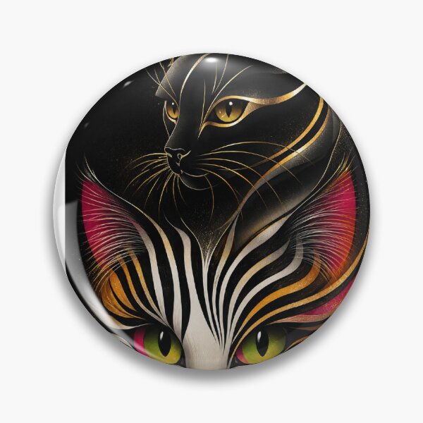 Item preview, Luxury Black Cat & Colorful Abstract Feline Portrait | Shimmer Art Die-Cut Sticker designed and sold by Arts121.