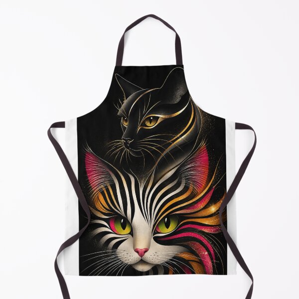Artikelvorschau, Luxuriöses schwarzes Katzenporträt & farbenfrohes abstraktes Katzenporträt | Schimmernder Kunst-Aufkleber entworfen und verkauft von Arts121.