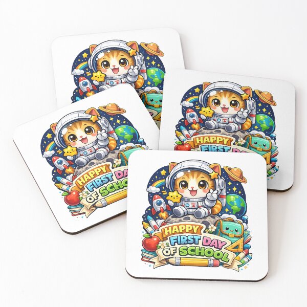 Item preview, Happy First Day of School Cute Cat Space Astronaut Teacher Boys Kids designed and sold by QuiteOrbit.
